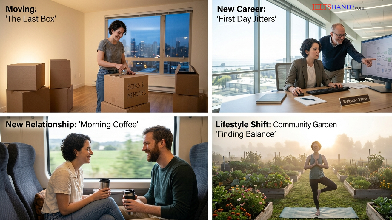 IELTS Speaking cue card: Describe a recent change in your life. what the change was when it happened how you felt about it. Best BAND7 IELTS Dehradun IELTS online simulator IELTS BAND 7 Coaching Classes